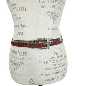 Vintage 90s Brighton Leather Metal Conch Chain Belt